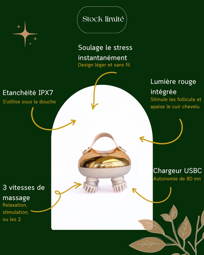 Stimulateur de Follicules à Lumière Rouge — Massage Cuir Chevelu pour Pousse & Rétention | Cheveux Crépus | Oëyya